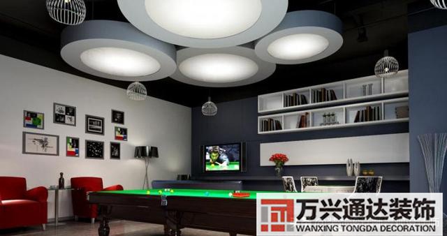 臺(tái)球室裝修效果圖臺(tái)球廳裝修效果圖_萬(wàn)興辦公室裝修公司