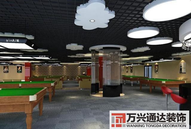臺(tái)球室裝修效果圖臺(tái)球廳裝修效果圖_萬(wàn)興辦公室裝修公司