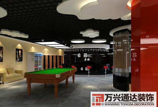 臺(tái)球室裝修效果圖臺(tái)球廳裝修效果圖_萬(wàn)興辦公室裝修公司