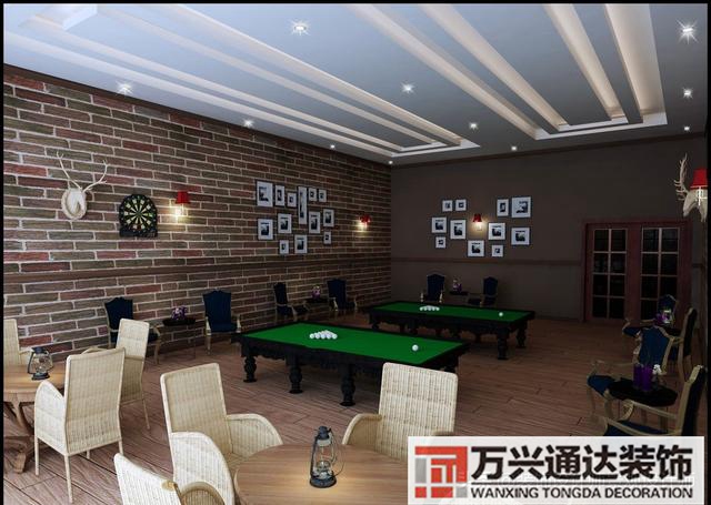 臺(tái)球室裝修效果圖臺(tái)球廳裝修效果圖_萬(wàn)興辦公室裝修公司