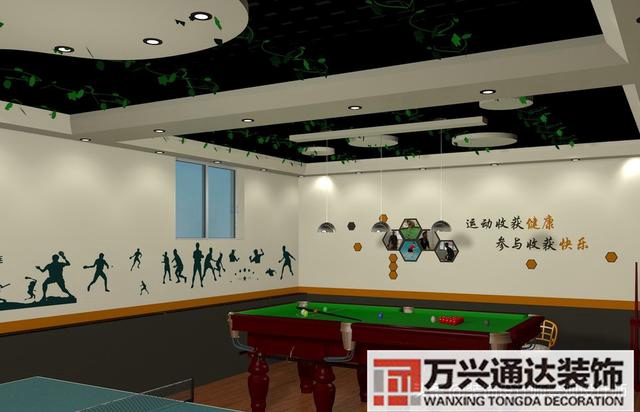 臺(tái)球室裝修效果圖臺(tái)球廳裝修效果圖_萬(wàn)興辦公室裝修公司
